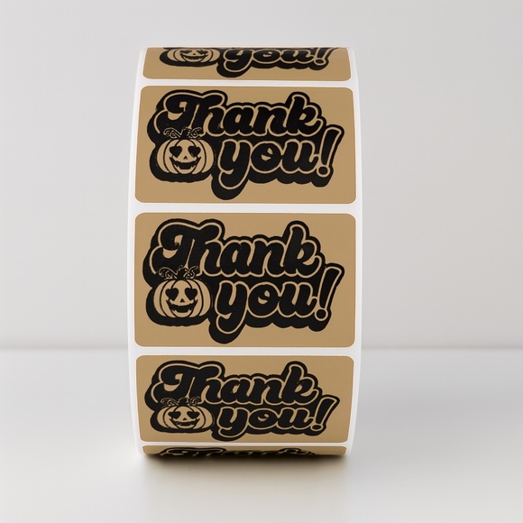 Halloween Thank You Stickers | Pumpkin Labels for Fall Packaging & Gifts - Picture 11 of 11
